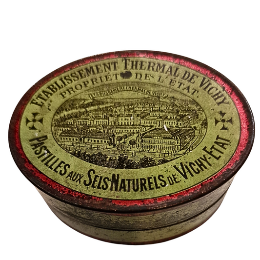 French Sweetie Tin with vintage Mother of Pearl buttons